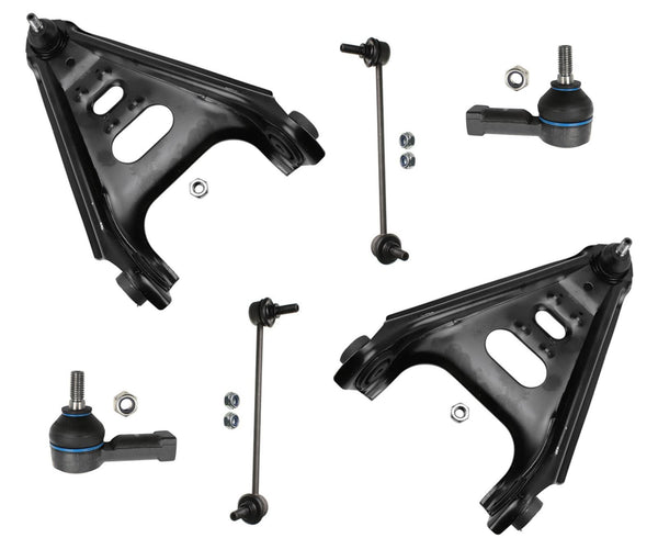 Fits For 08-2013 Smart ForTwo (2) Control Arms Tie Rods Ball Joints Links 6Pcs