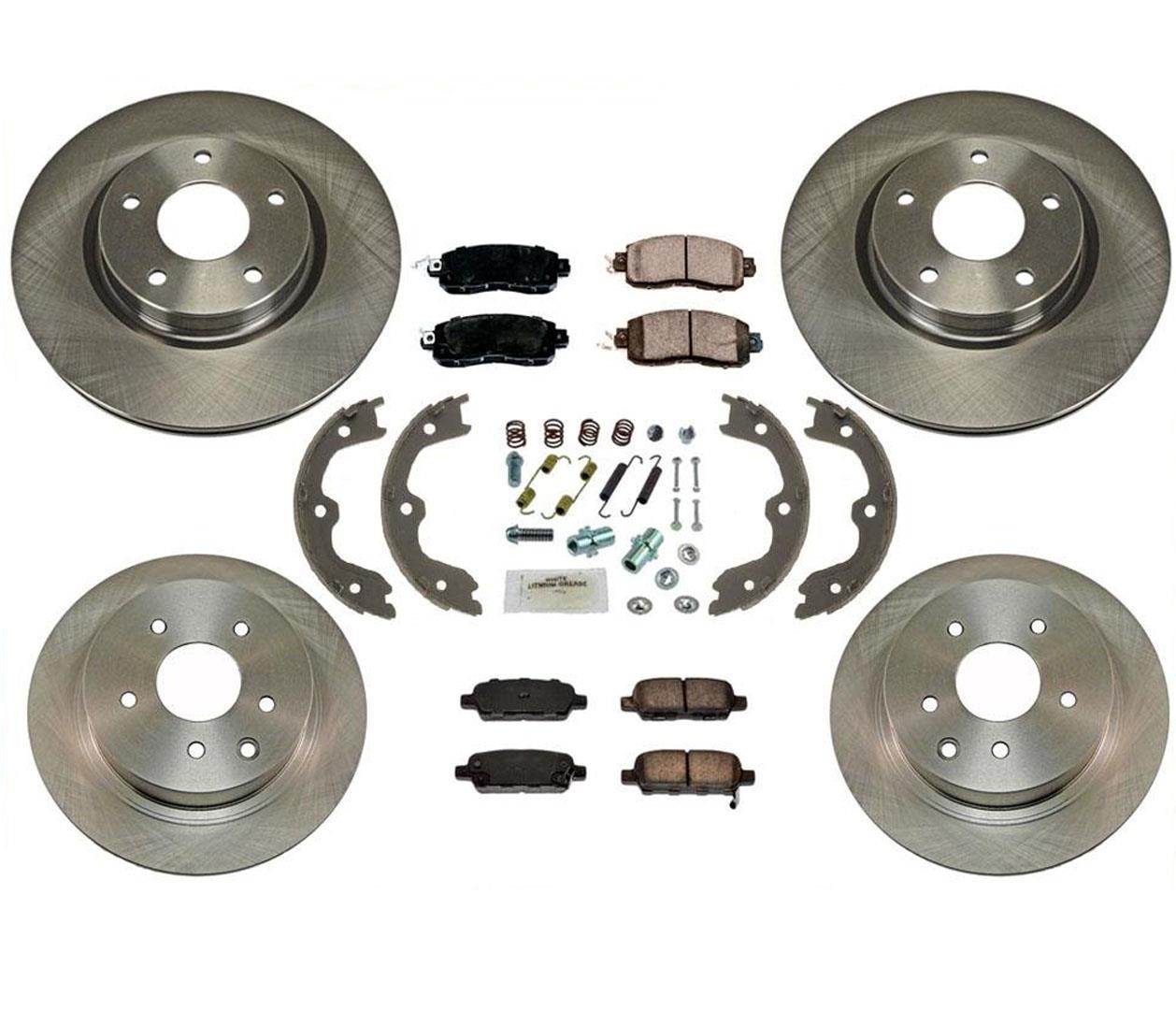 Front & Rear Brake Rotors Brake Pads Parking Shoes For Nissan Altima 13-18 Sedan