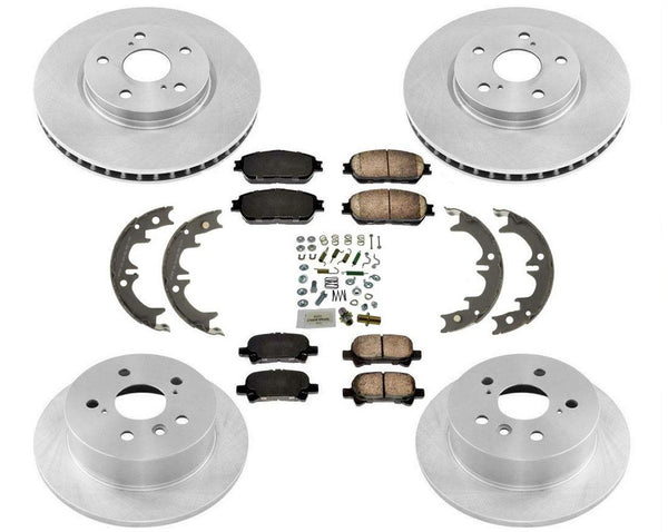 Disc Brake Rotors Ceramic Pads Brake Shoes 8Pc Kit for Toyota Solara 2004-2008