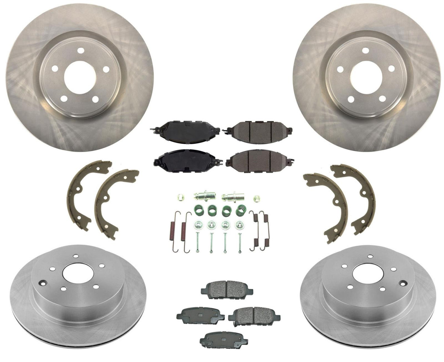 Se adapta al kit de pastillas de cerámica y rotores de freno delanteros y traseros Nissan Pathfinder 2013-2020.