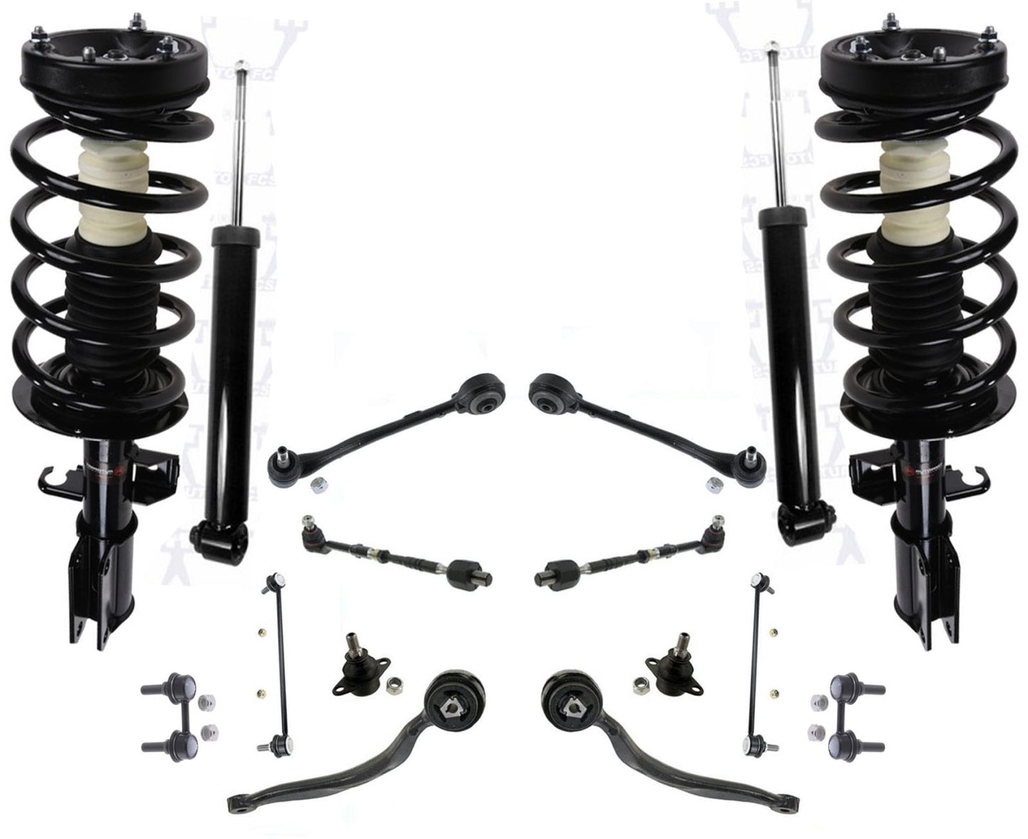 Front Struts Control Arm Ball Joint + Tie Rod Link 16 Pcs For BMW X5 2000-2006
