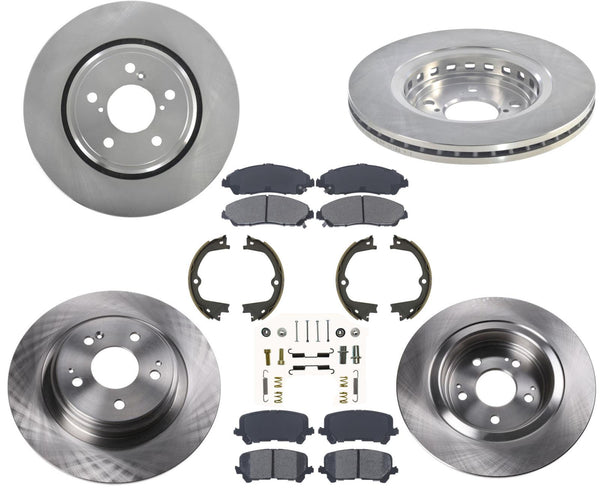 Rotores de freno delantero y trasero Pastillas de freno Zapatas de estacionamiento para Acura MDX 3.5L 2017-2020
