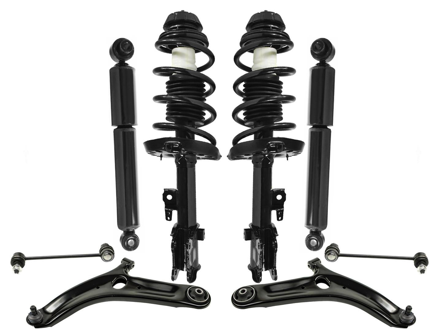 Puntales delanteros Amortiguadores traseros Brazos de control Enlaces de barra estabilizadora para Kia Soul 2010-2013