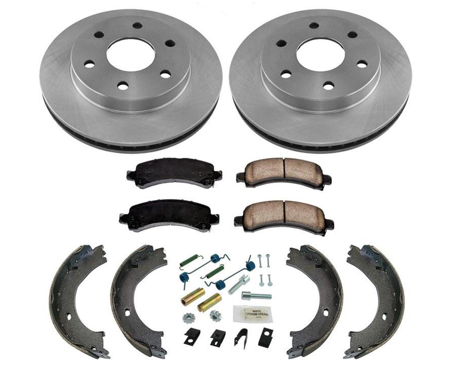 Rear Rotors Brake Pads Shoes for Chevrolet Express 2500 6 Stud 7300LB GVW 03-05