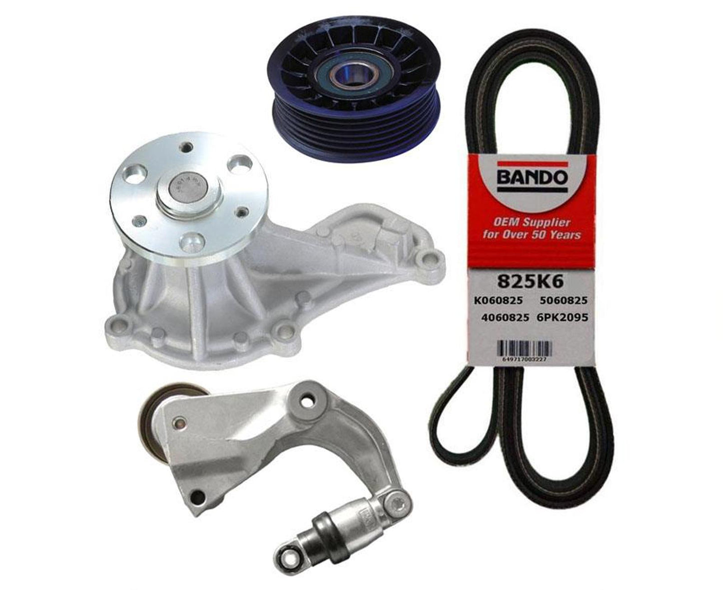 4Pc Water Pump With Belt for Honda Civic 1.8L 2012-2015 W/ A/C REF 19200R1A-A01
