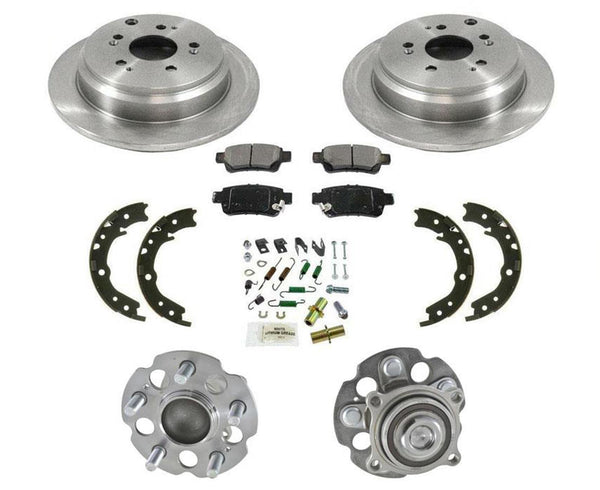 Rear Rotors Brake Pads Shoes Spring Kit Hub Bearings for Honda Odyssey 05-10