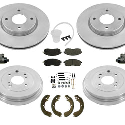 Front Brake Rotors & Pads Rear Brake Drums Shoes Set Kit For 2009-2014 Cube 10pc