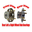 2 Rear Wheel Hub Bearings for Honda Accord 2.3L w Rear Disc Brakes 98-02