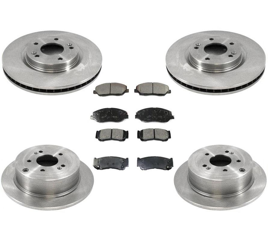 Rotores de freno delantero y trasero y pastillas de freno de cerámica, 6 piezas para Hyundai Santa Fe 07-09