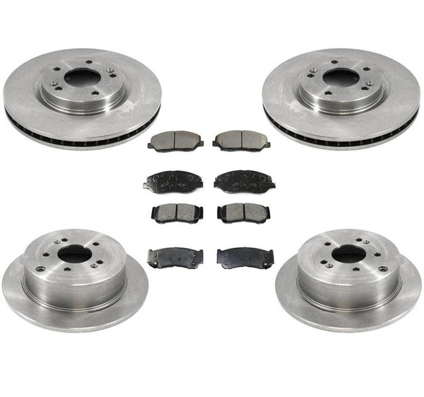 Front & Rear Brake Rotors & Ceramic Brake Pads 6Pc for Hyundai Santa Fe 07-09