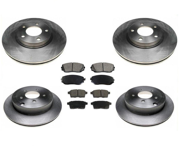 For 07-10 Ford Edge Front Wheel Drive Only F & R Brake Disc Rotors & Ceramic Pad