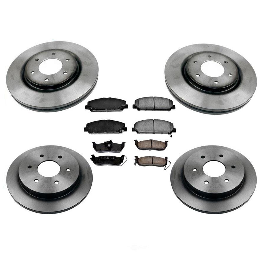 Nuevos rotores de freno delantero y trasero y pastillas de freno de cerámica para Nissan Armada 2008-2011