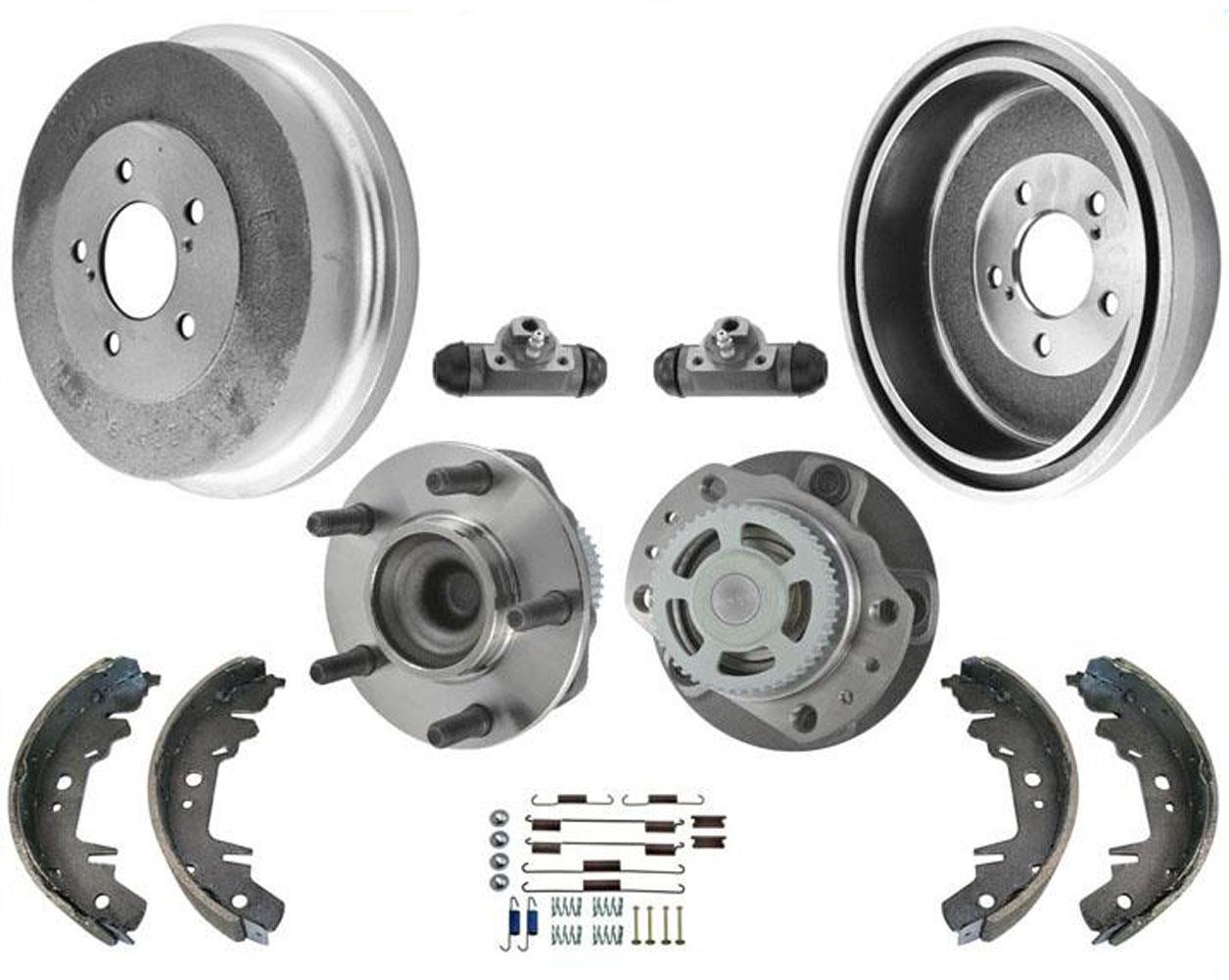 Drums Hubs Brake Shoes Springs for Dodge Grand Caravan 96-00 w 15 Inch Rim