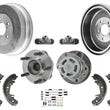 Drums Hubs Brake Shoes Springs for Dodge Grand Caravan 96-00 w 15 Inch Rim