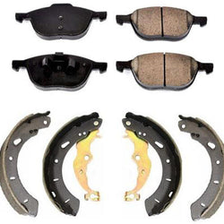 For 12-18 Focus S SE Front Ceramic Pads + Organic Rr Brake Shoes 2p ( No Turbo )