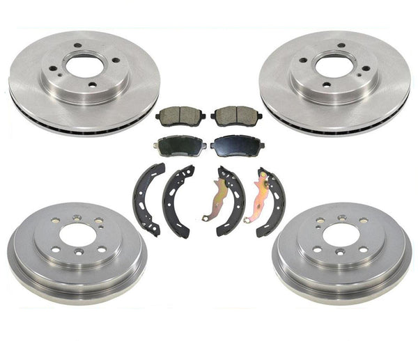 Front Brake Rotors Ceramic Pads & Rear Drums Shoes for 2011-2019 Ford Fiesta SE