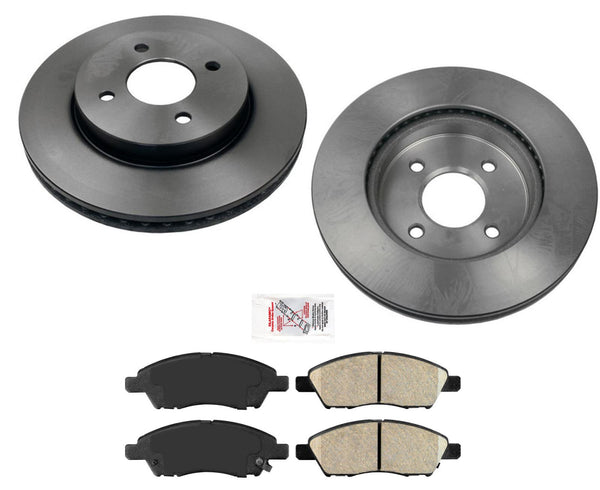 Front Coated Rotors & Ceramic Brake Pads For Nissan Versa 2012-2019 1.6L