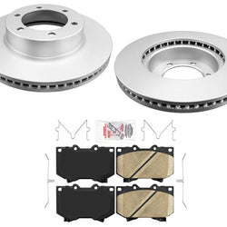 FIts 2000-2002 Toyota Tundra Front Coated Brake Rotors & Ceramic Brake Pads