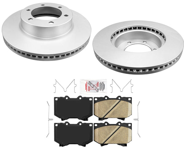 FIts 2000-2002 Toyota Tundra Front Coated Brake Rotors & Ceramic Brake Pads