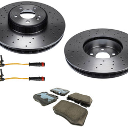 Pastillas de rotores de disco de freno delantero con alto contenido de carbono para Mercedes C300 2015-2021 342MM AMG