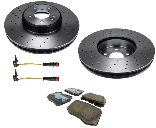 Pastillas de rotores de disco de freno delantero con alto contenido de carbono para Mercedes C300 2015-2021 342MM AMG