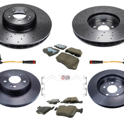 Pastillas de rotores de disco de freno Frt & Rr con alto contenido de carbono para Mercedes C300 15-21 342MM AMG