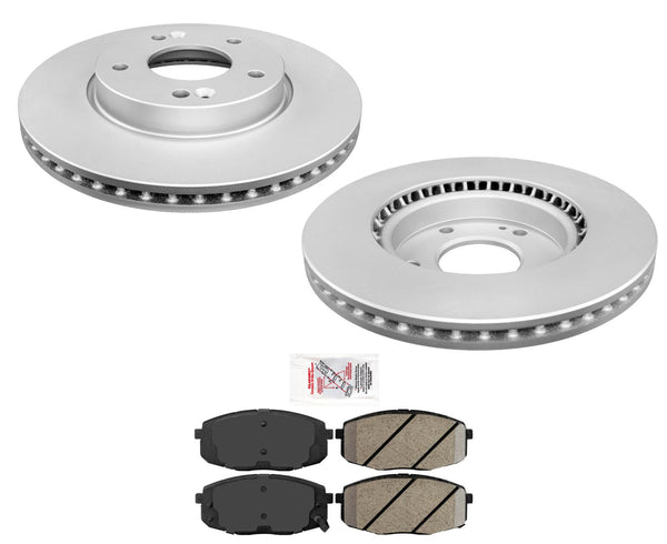 Rotores de freno de disco con revestimiento de grado delantero y pastillas de cerámica para Kia Soul 2014-2016
