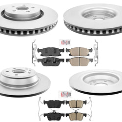 For 2017-2020 Lincoln MKZ 3.0L 345MM GRADE COATED Brake Rotors Brake Pad W Hardware
