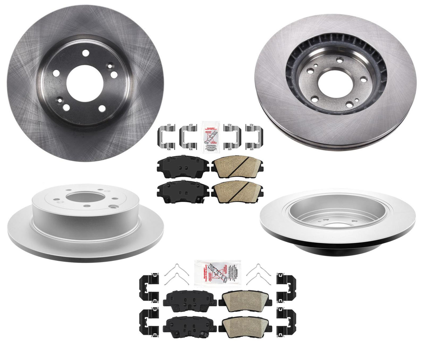 Front Rear Disc Brake Rotors Hardware Ceramic Pads For 16-19 Hyundai Tucson 6pc