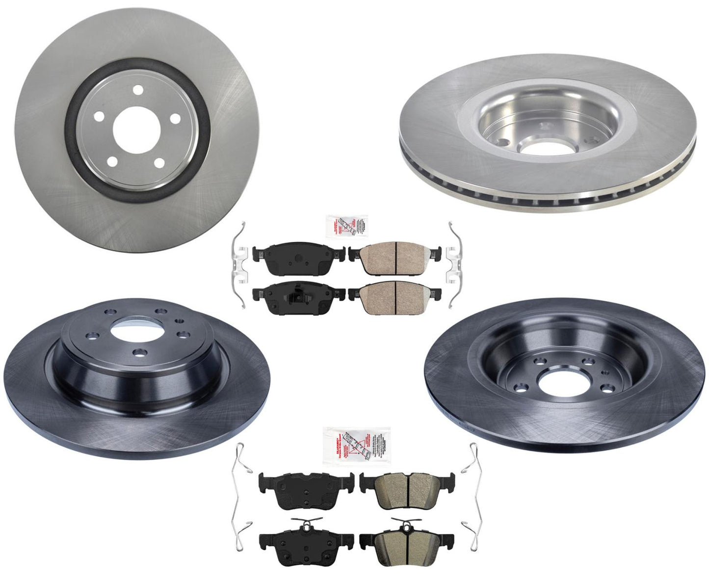 Front & Rr Brake Disc Rotors Brake Pads With Hardware for 15-19 Lincoln MKC