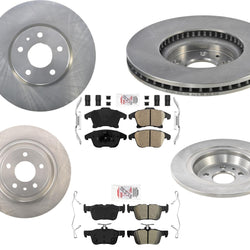 F & R Brake Disc Rotors Brake Pads With Hardware for 13-16 Lincoln MKZ Hybrid