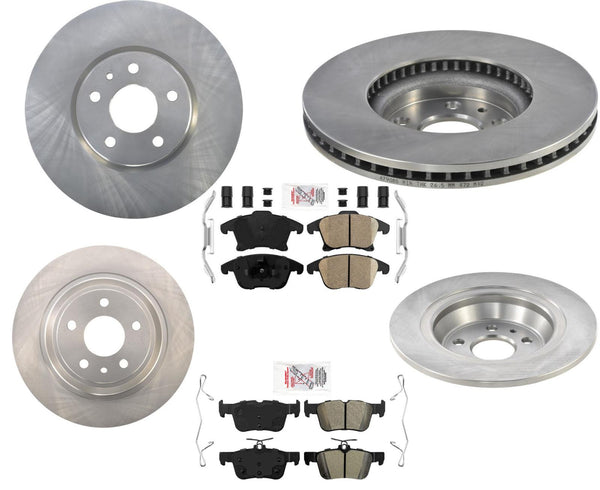 F & R Brake Disc Rotors Brake Pads With Hardware for 13-16 Lincoln MKZ Hybrid