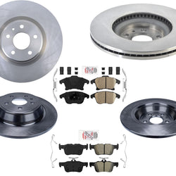 F & R Brake Disc Rotors Brake Pads With Hardware for 13-16 Lincoln MKZ 3.7L V6
