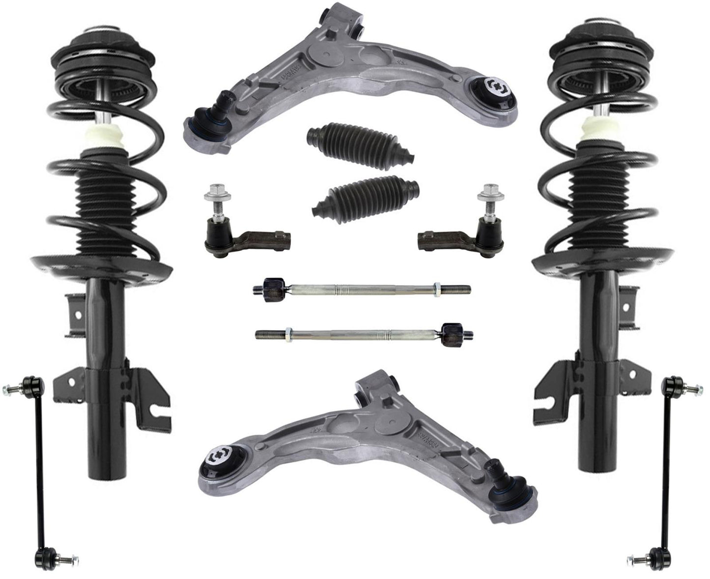 Front Complete Struts Lower Control Arms Tie Rod Links for Dodge Dart Aero 13-16