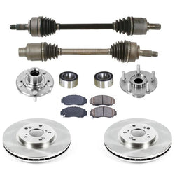 Front Axles Hubs Rotors Pads for Honda Accord 3.5L Manual Transmission 2008-2012