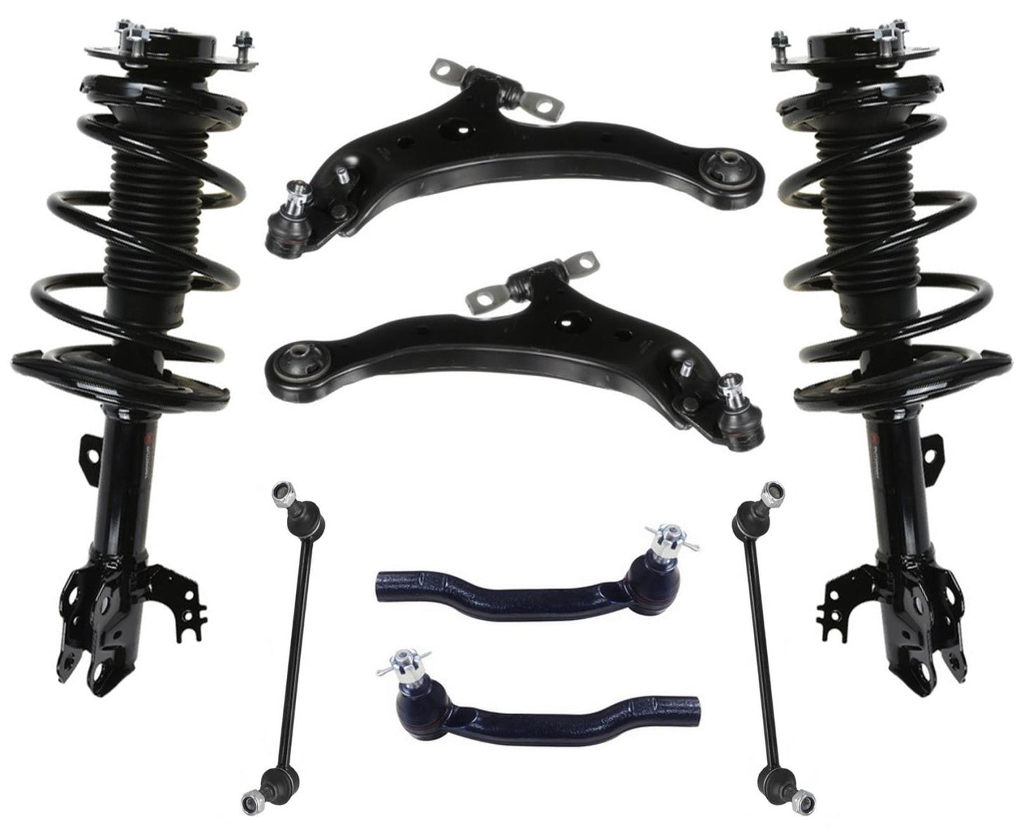Brazos de control con resortes helicoidales y eslabones de barra estabilizadora para Toyota Avalon 2013-2018, 8 piezas