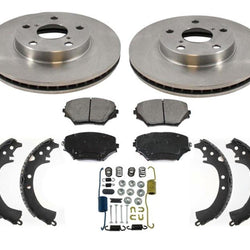 Front Brake Rotors Ceramic Pads Rear Shoes & Springs for 2001-2002 Toyota Rav 4