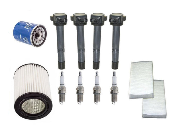 Ignition Coils & Spark Plugs Air Oil Cabin Filters for Honda CRV 02-06 11Pc Kit
