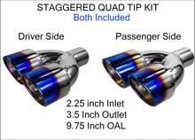 BMW SUBARU HONDA DUAL QUAD BURNT BLUE TIP STAGGERED CHROME TIP FOR ALL VEHICLES
