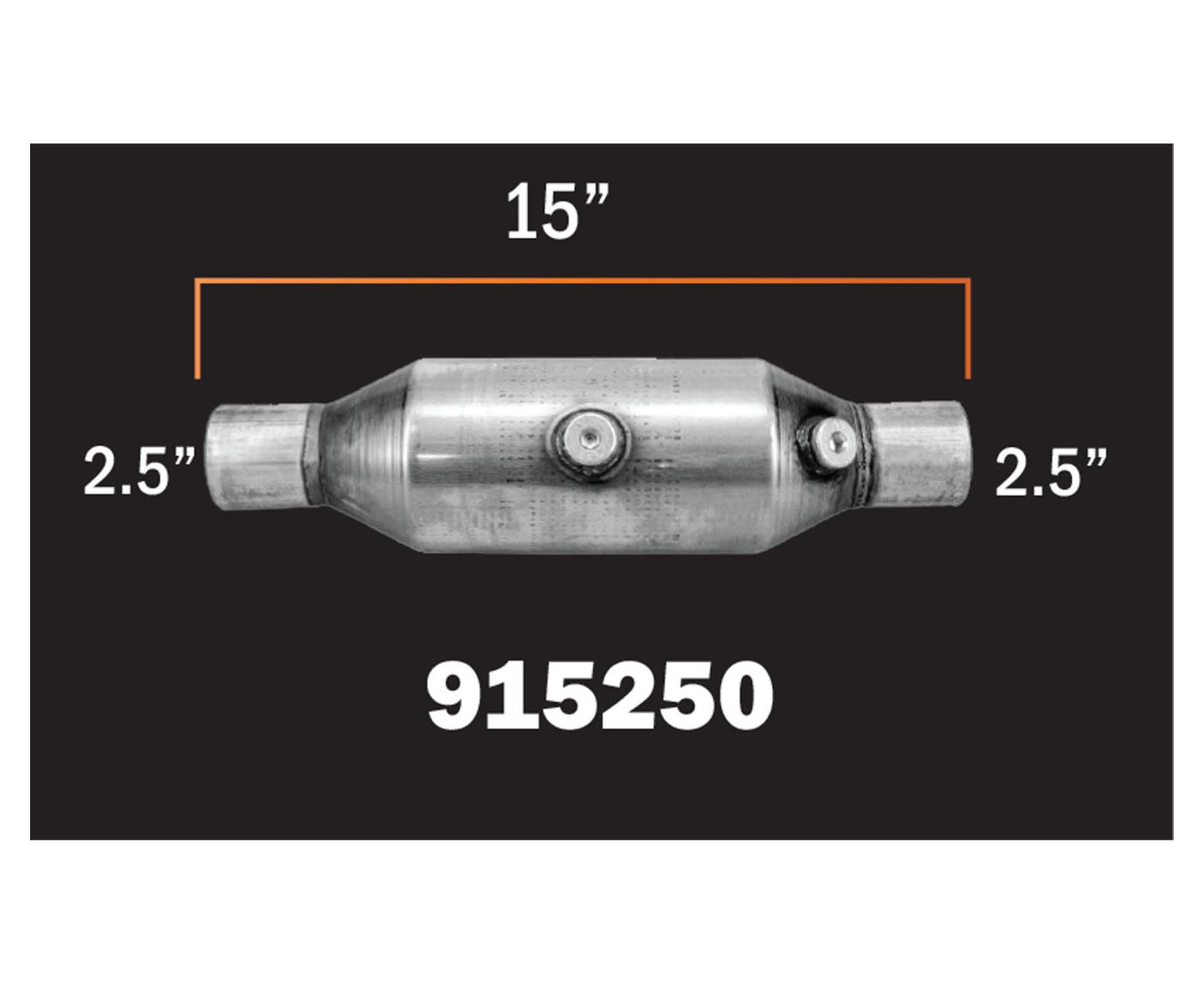 Universal Catalytic Converter EPA Approved 2 1/2" Inlet Oulet Specs 15 Inch Long