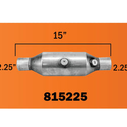 Universal Catalytic Converter EPA Approved 2 1/4 Inlet Oulet Spec 15 Inches Long