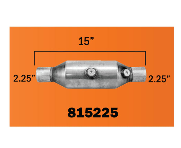 Universal Catalytic Converter EPA Approved 2 1/4 Inlet Oulet Spec 15 Inches Long