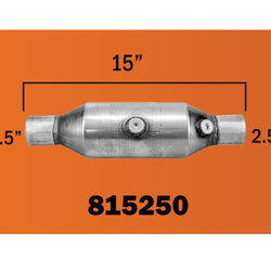 Universal Catalytic Converter EPA Approved 2 1/2 Inlet Oulet Spec 15 Inches Long