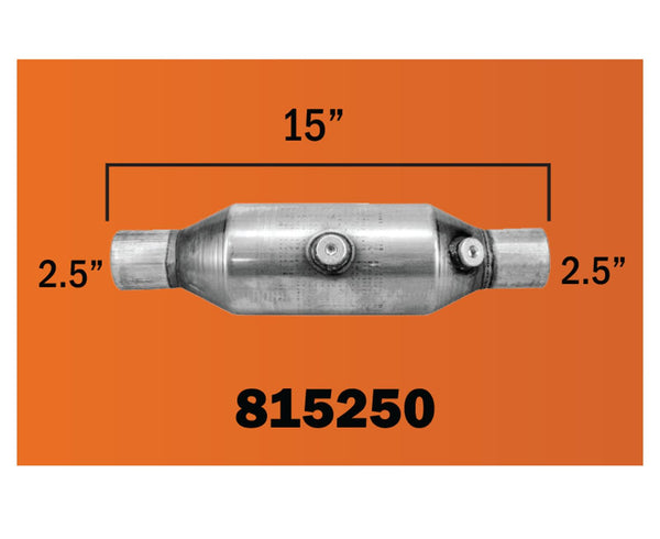 Universal Catalytic Converter EPA Approved 2 1/2 Inlet Oulet Spec 15 Inches Long