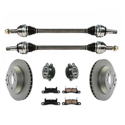 New Rear Axles Rotors Bearings Brake Pads for Volkswagen Touareg 3.0L 2011-2017
