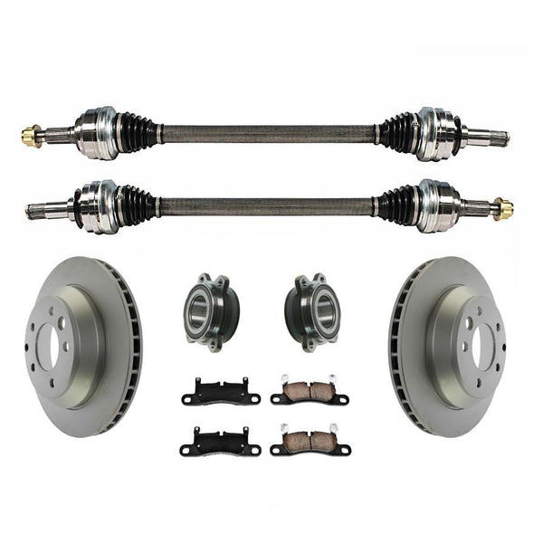 New Rear Axles Rotors Bearings Brake Pads for Volkswagen Touareg 3.0L 2011-2017