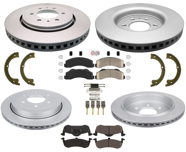 Fits 2010-2017 Ford Expedition Front & Rear Coated Brake Rotors Brake Pads 8pc