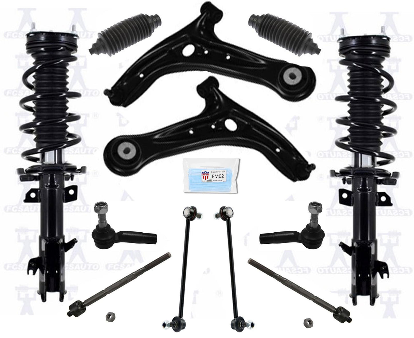 Puntales de resorte helicoidales delanteros Comp para transmisión manual Ford Fiesta ST 14-2016 12p