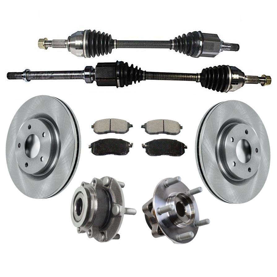 Front Axles Rotors Hub Pads for Nissan Juke Front Wheel Drive Only 2011-2017
