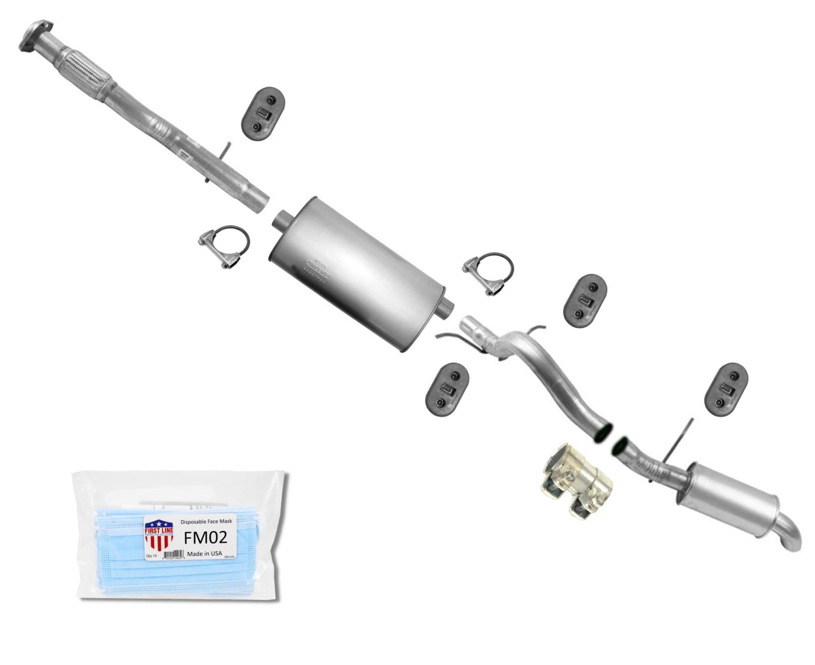 Exhaust Extension Pipe Muffler Resonator Fits 2007-2008 Chevrolet Avalanche 5.3L